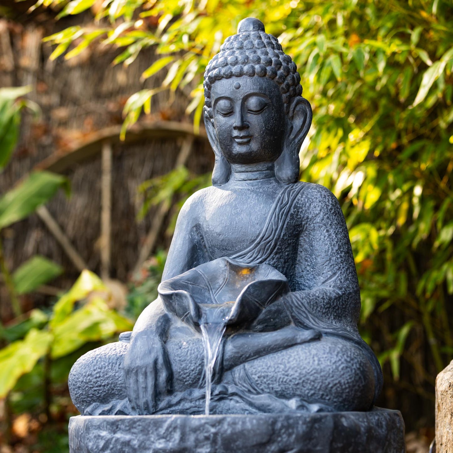 Seated Buddah Fountain Dark Grey