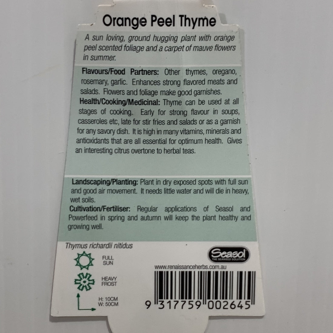 Thyme Orange Peel Herb 100mm